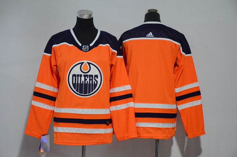 Women Edmonton Oilers Blank Oragne Hockey Stitched Adidas NHL Jerseys